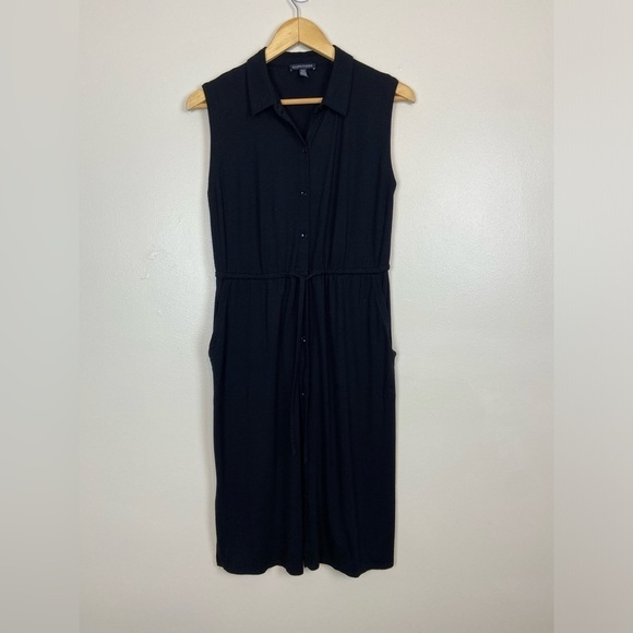 Eileen Fisher Viscose Signature Jersey Shirt Dress Button Down Drawstring Waist - Picture 3 of 6
